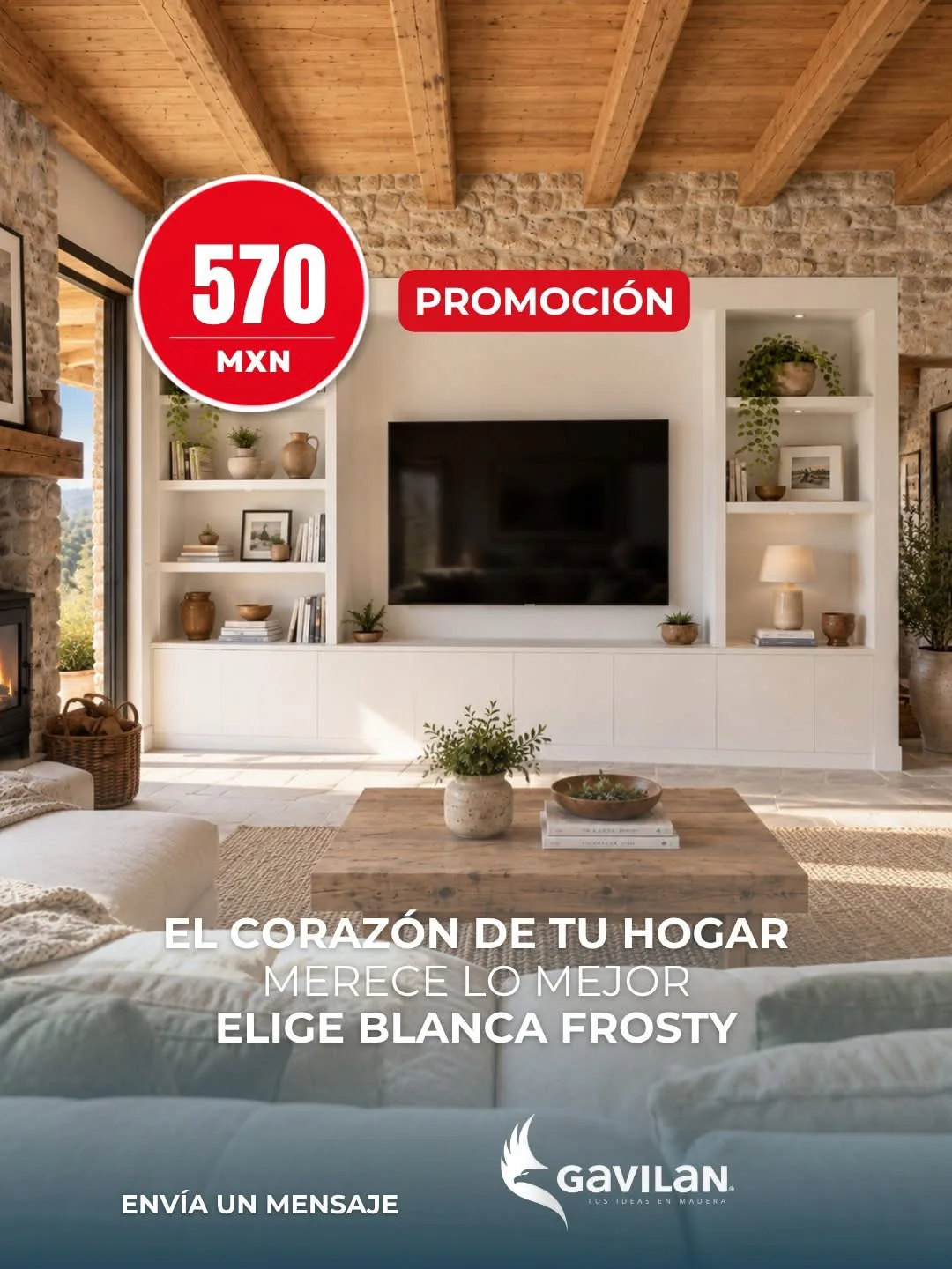 Mobiliario blanco fabricado con tableros