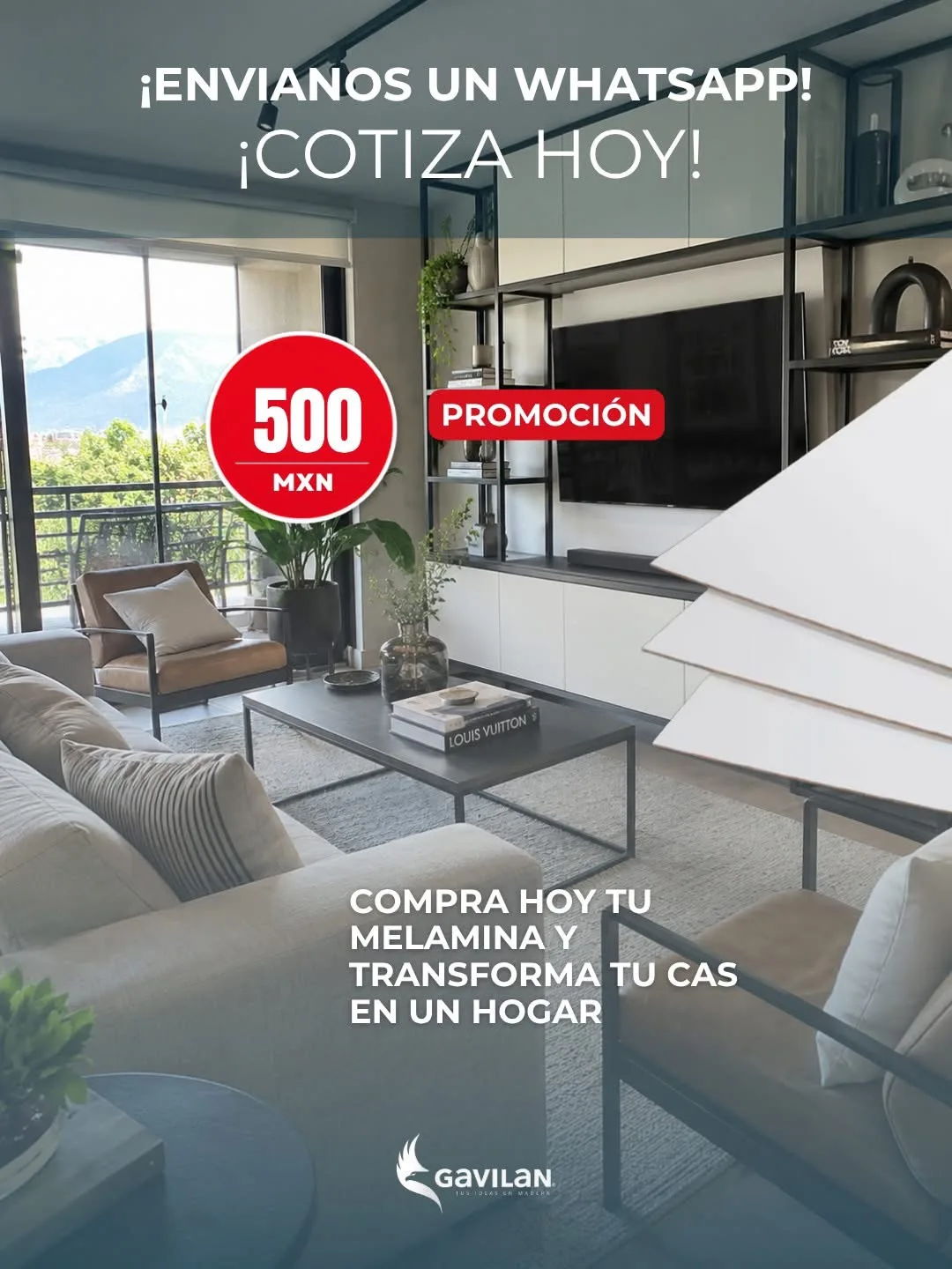 Aplicación de melamina blanca en mobiliario